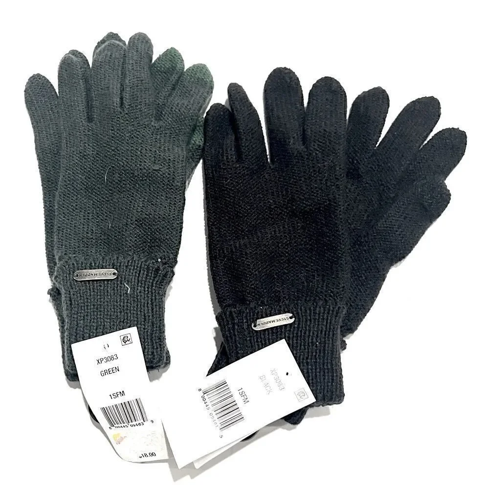 Set of 2 Steve Madden Men’s Solid Boyfriend Touch Gloves (Green, Black)
